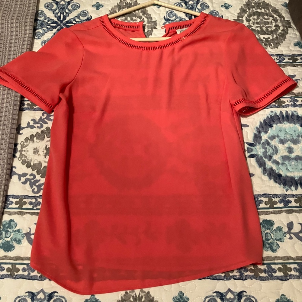 J. Crew Coral Short-Sleeve Crewneck Blouse
